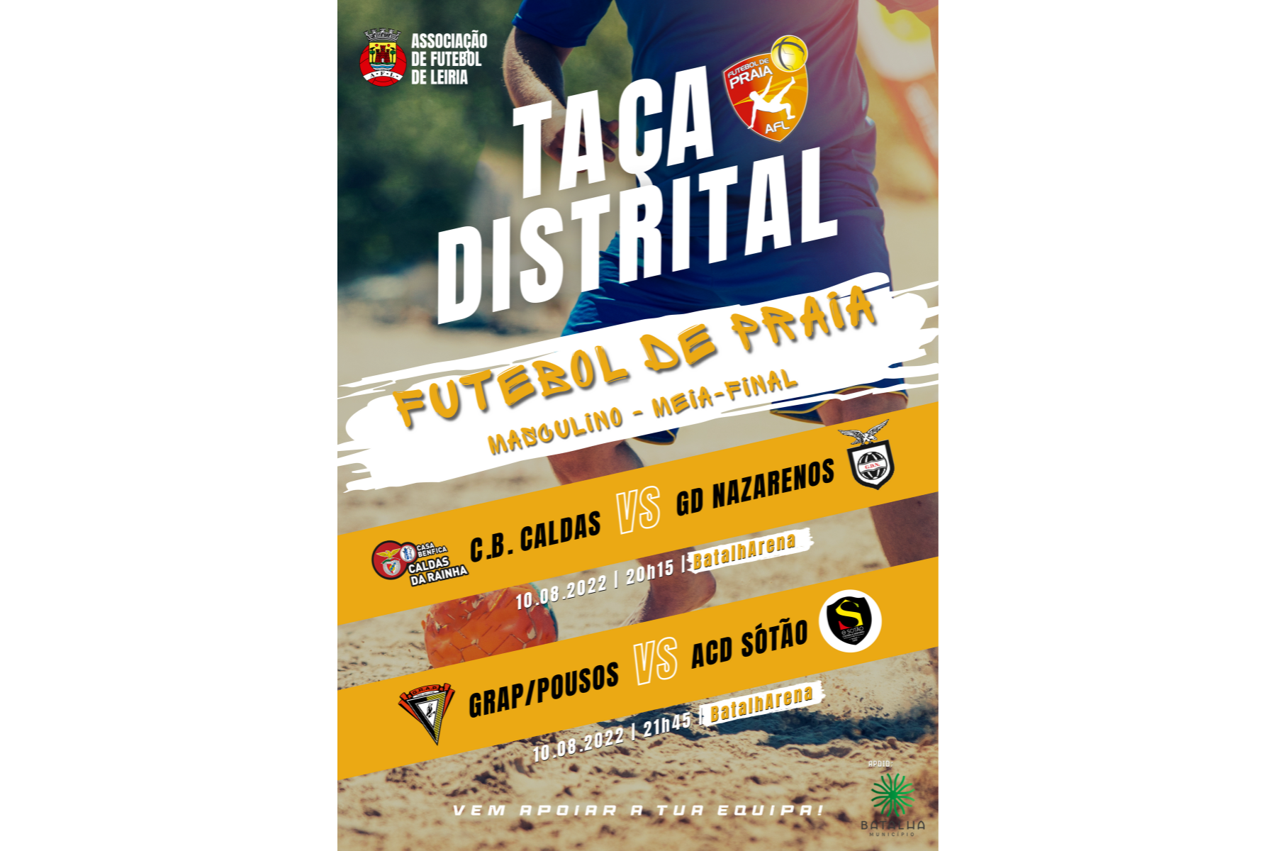 Meia-Final da Taça Distrital de Futebol de Praia joga-se amanhã